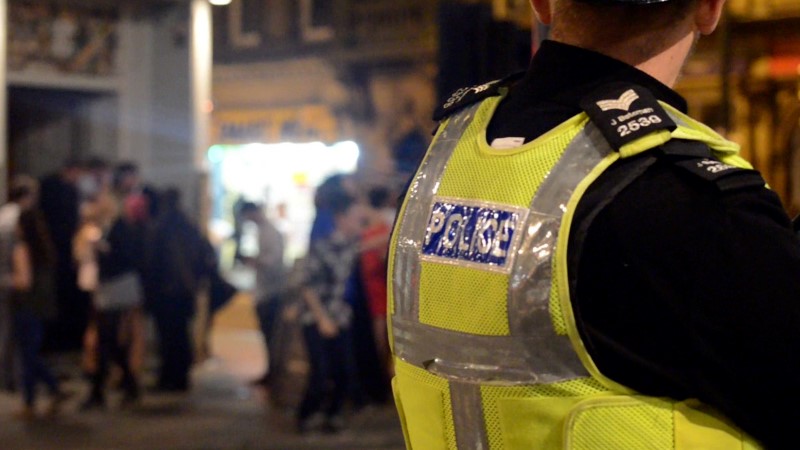 Officer overseeing people on a night out