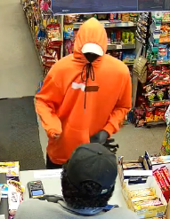 Orange hooded robbery suspect
