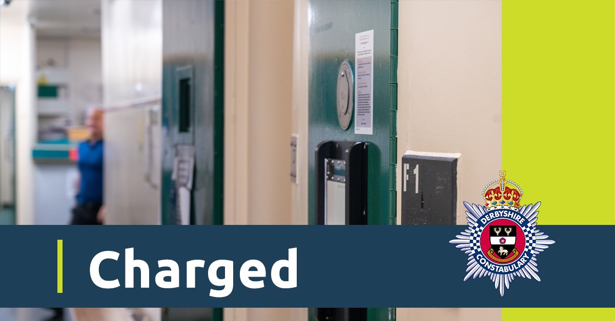 Image of doors of cells in custody. The text says 'charged'.